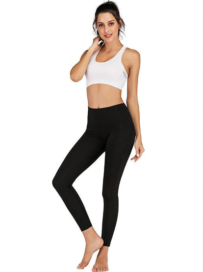 Solid Pocket Side Cut Out Yoga Sports Bra