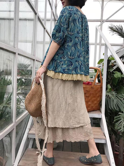 Loose Lacy Split-joint T-shirt