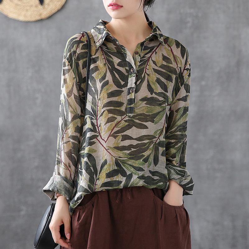 Buykud Printed Casual Turn-down Collar Comfortable Shirt