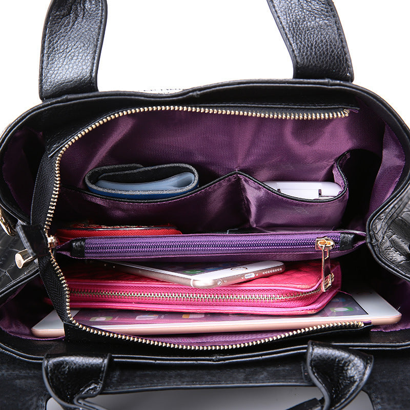 First layer cowhide stone pattern shoulder bag