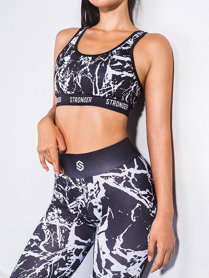 Racerback Mid Impact Tanks And Printed Leggings Suits