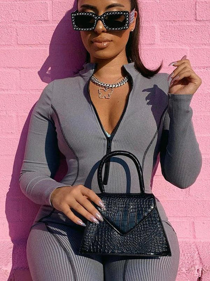 Zipper Long Sleeves Jumpsuits