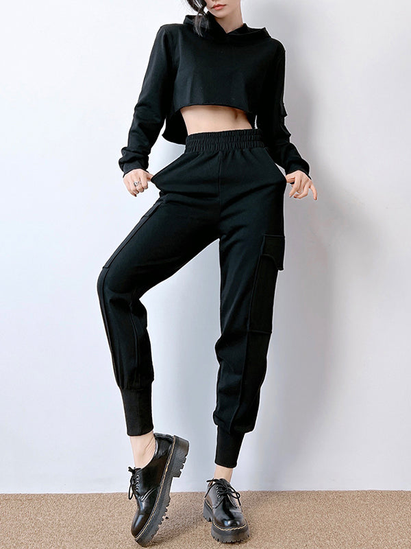 Casual Solid Color Pockets Athletic Pants