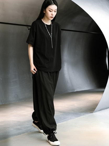 Original Loose Black Elastics Drawstring Tie Low Crotch Knickerbockers