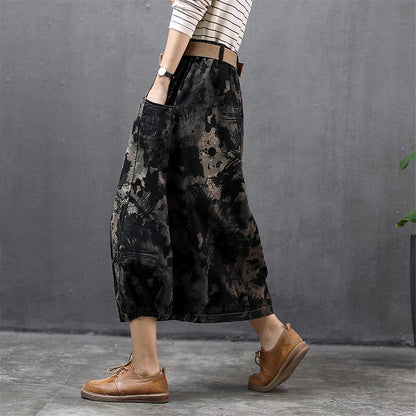 Buykud Literary Abstract Printed Casual Loose Skirt