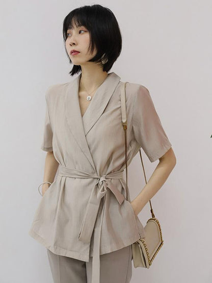 Literary Lace-up Slim Shirt