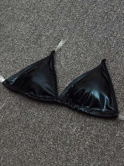 Solid Color Light Skin Triangles Split Bikini Swimsuit