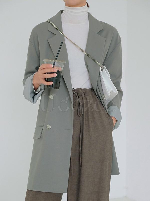 Casual Solid BF Style Suit Outwears