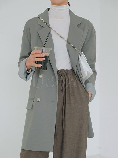 Casual Solid BF Style Suit Outwears
