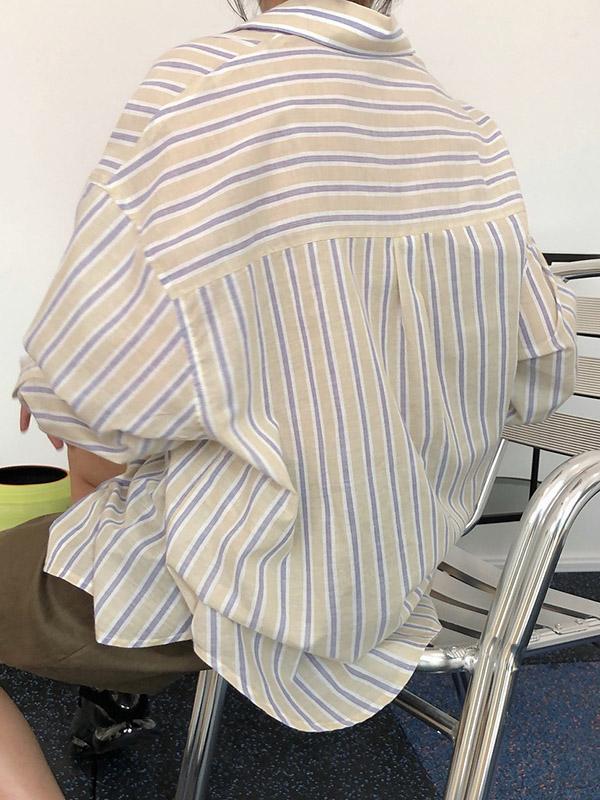 Original Striped Lapel Blouses&Shirts Tops