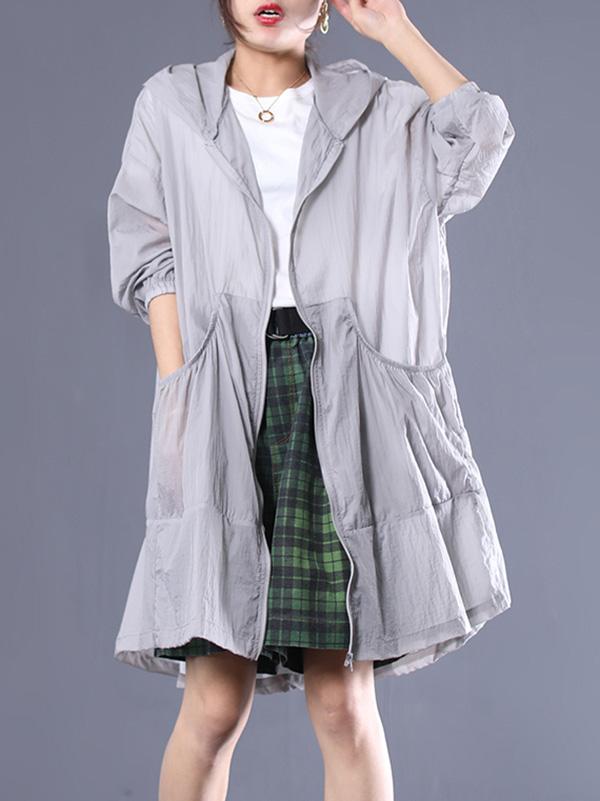 Casual Literary Hoodie Sun-protective Cover-up