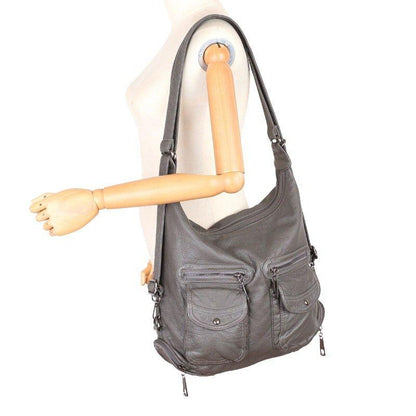Soft Leather Solid Backpack Multi-carry Shoulder Bag