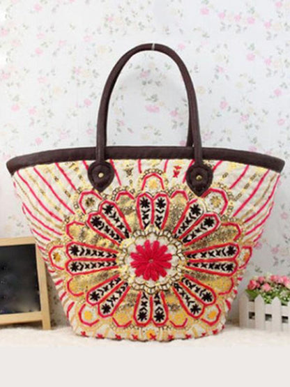 Bohemian Embroidered Woven Bag