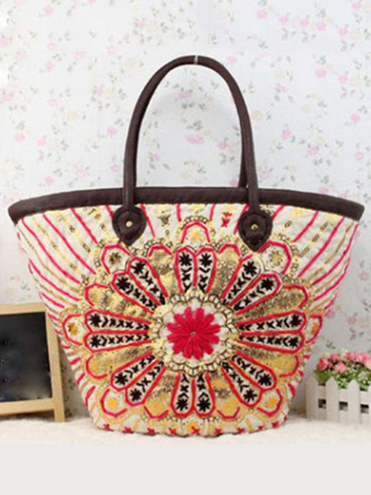 Bohemian Embroidered Woven Bag