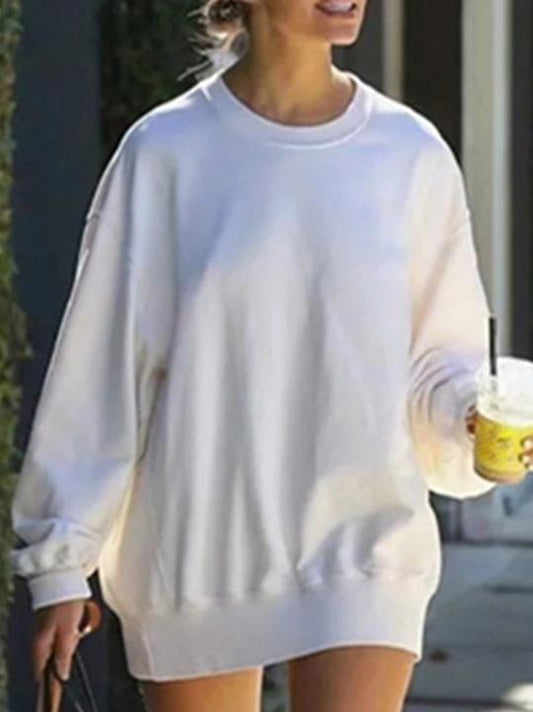 Fashion Casual Loose Solid Sweat Shirts