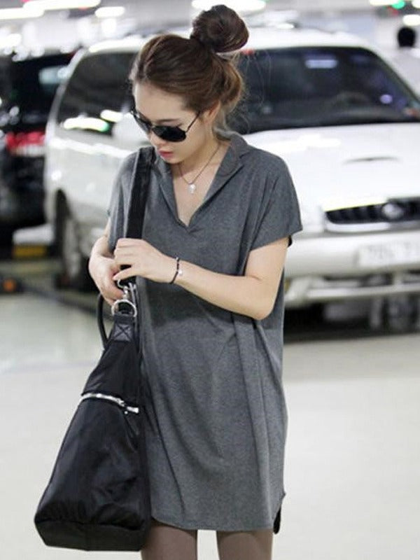 FASHION SOLID BATWING SLEEVE T-SHIRTS TOPS