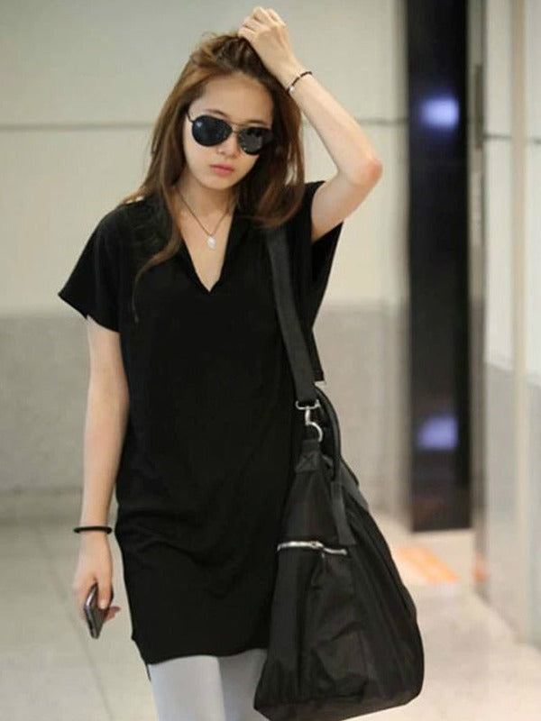 FASHION SOLID BATWING SLEEVE T-SHIRTS TOPS