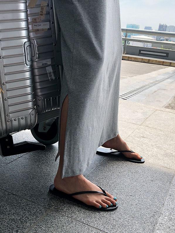 Gray Backless Sleeveless Split-side Long T-shirt Dress