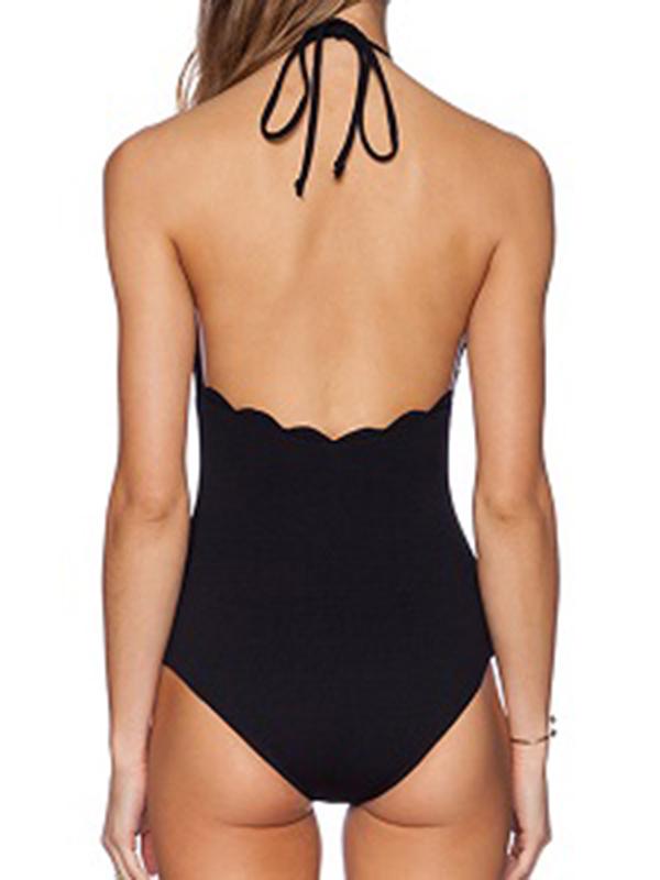 Halter-neck Backless One-piece Swimwear