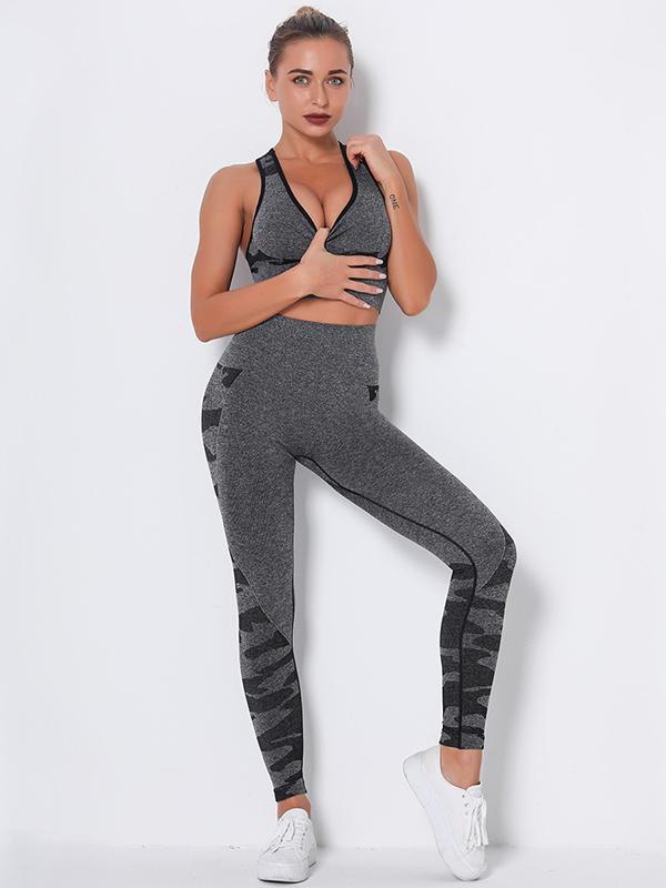 Camouflage Wrap High-Waisted High Elasticity  Yoga Suits