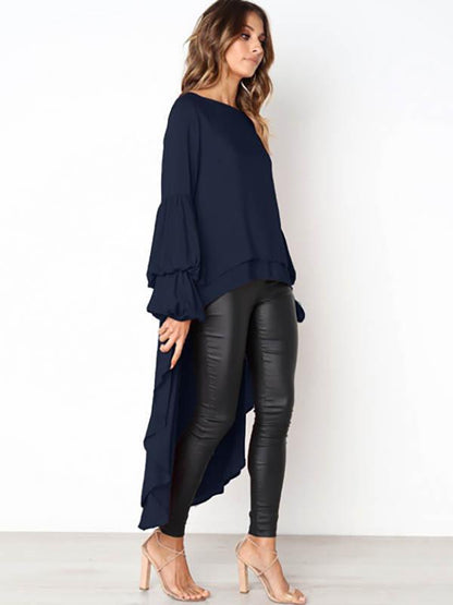 Asymmetric Flared Sleeves Swallowtail Dress