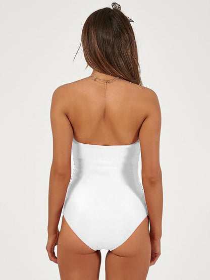 Plunge Neck Top With High Cut One-piece Swimsuit