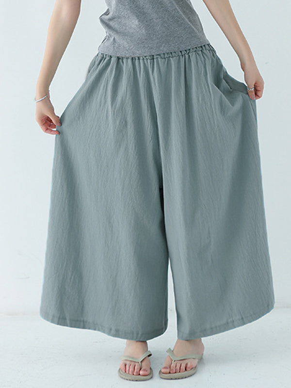 Casual 11 Colors  Solid Column Wide Leg Capri-Pants