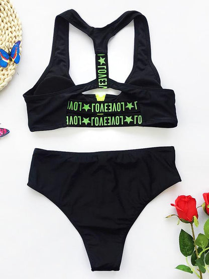Sporty Backless Split Bikini Swimsuit