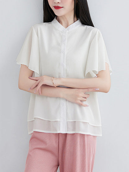 Original 14 Colors Falbala Lapel Blouse Tops