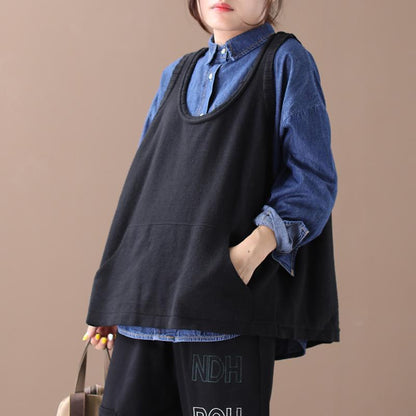Buykud Front Pocket Pure Color Knitted Waistcoat