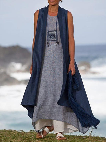 Loose Cropped Sleeveless Maxi Dress