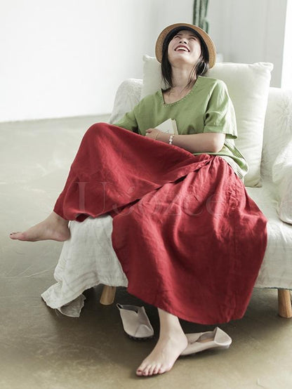 Literary Linen Split-side Skirt