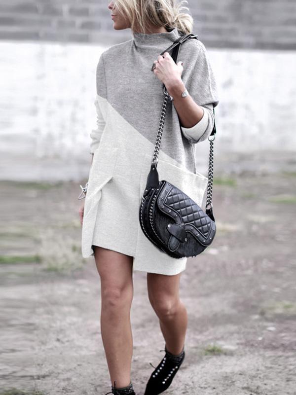 Polka-Dot Split-Joint Mini Dresses