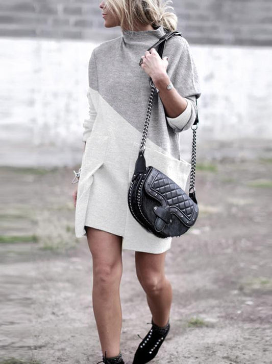 Polka-Dot Split-Joint Mini Dresses