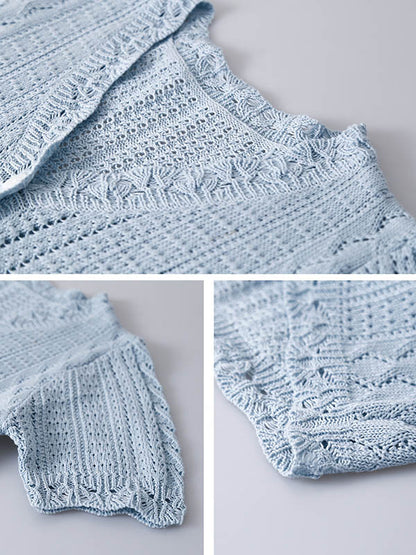 Original Solid Color V-Neck Knitting Cardigans Tops