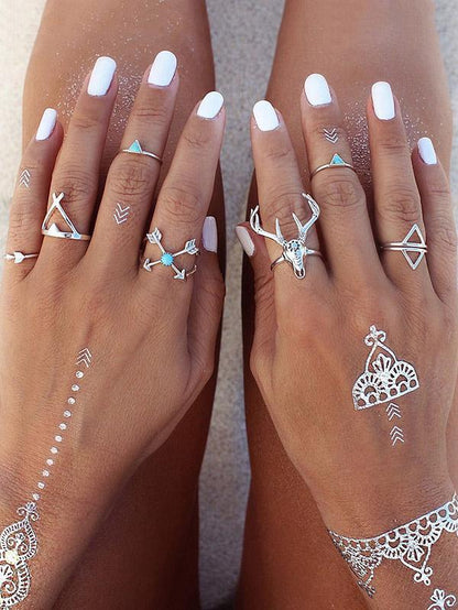 Gypsy 7PCS Elk Pattern Turquoise Rings Accessories