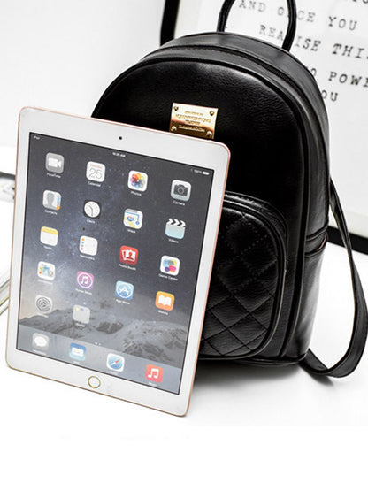 Original Solid Color Zipper PU Backpack