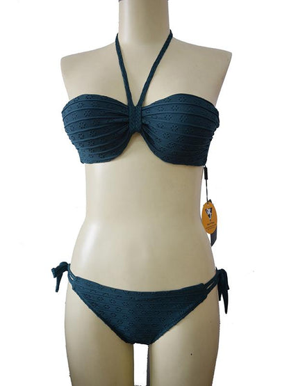Lace-up Underwired Halterneck Bikini Swimsuit