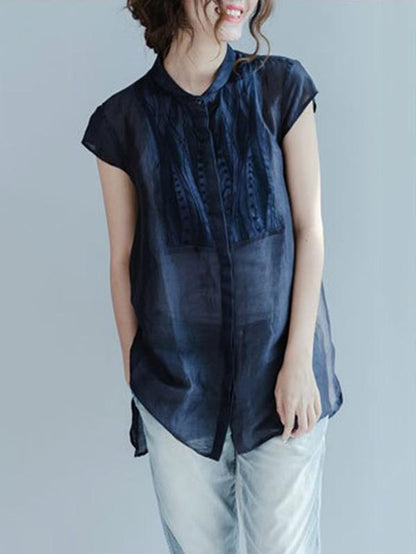 Loose Lapel Chiffon Silk Blouse
