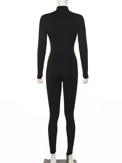 Zipper Split-joint Sports Jumpsuits