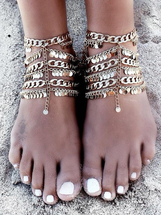 Punk Multilayer Tassels Footchain Accessories