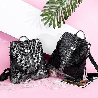 Multi-function Faux Leather Casual Travel Shoulder Bag Backpack