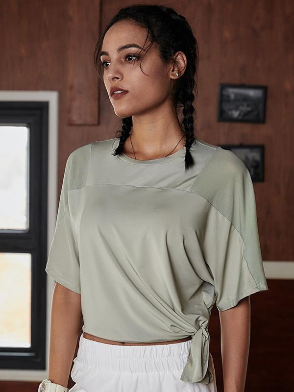 Loose Solid See-Through Yoga Tees