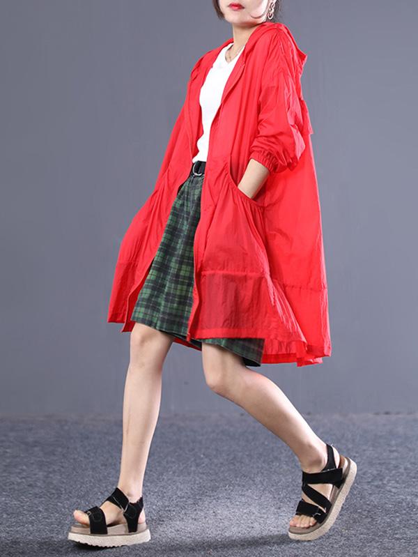 Casual Literary Hoodie Sun-protective Cover-up