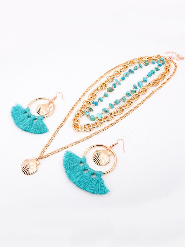 Shell  Tassel Earring And Necklace Accessories