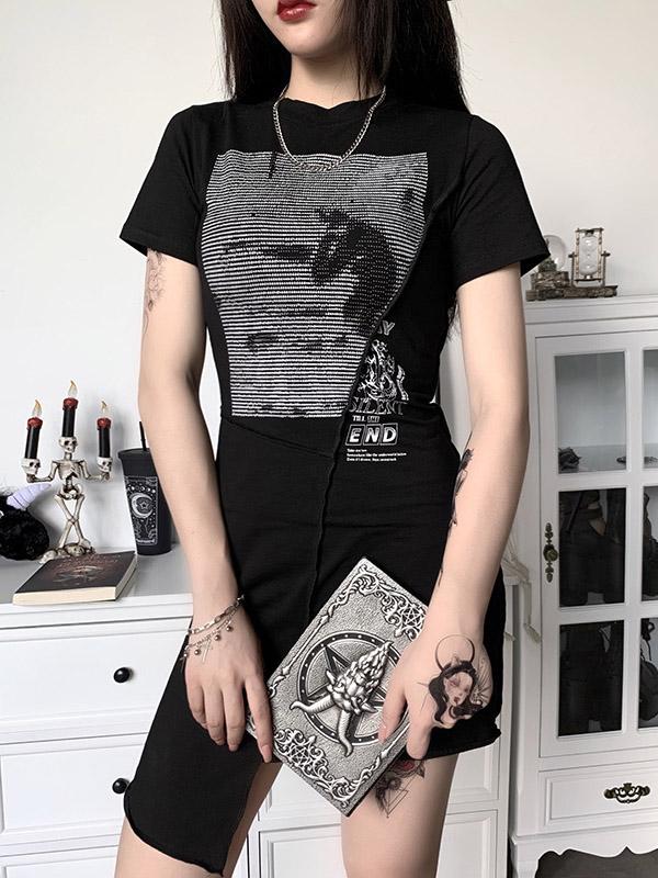 Printed Cropped Half Sleeves Mini Dresses