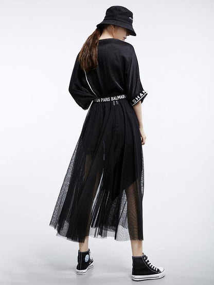 Vintage Oversize Printed Asymmetric Dress