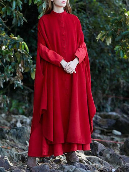 Presale Red Maxi Woolen Cape Outwear
