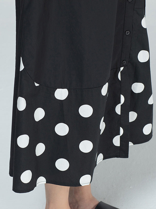Original Polka-Dot Irregularity Split-Joint Shirt Dress