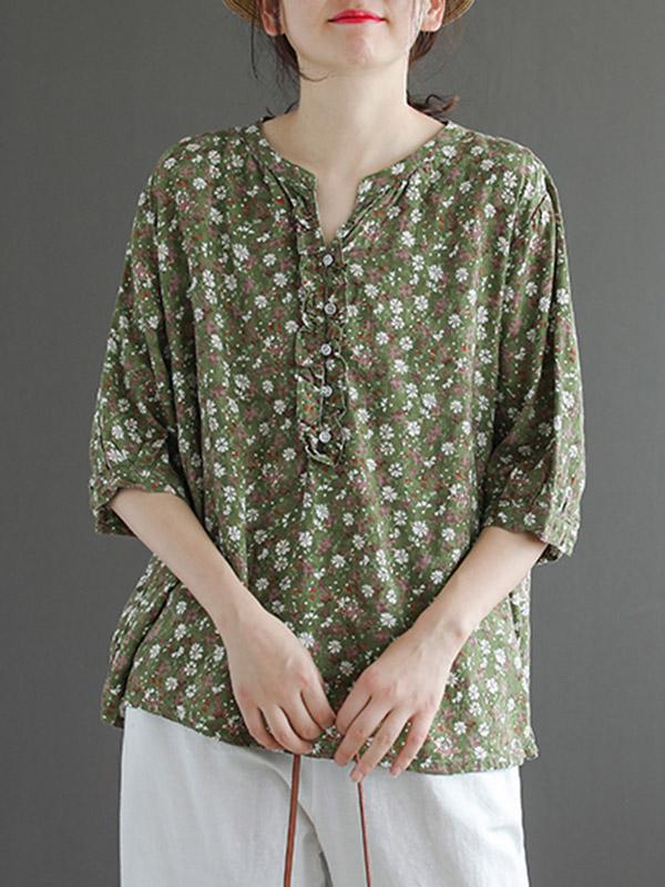 Artistic Retro Floral T-Shirts Tops